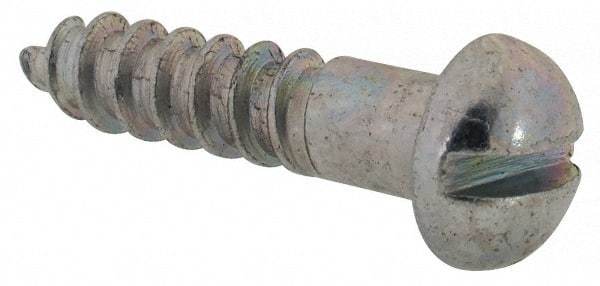 Value Collection - #6, 5/8" Length Under Head, Slotted Drive, Round Head Wood Screw - Zinc Plated Steel, Grade 2 - Americas Industrial Supply