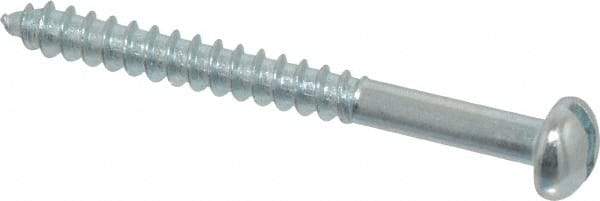 Value Collection - #6, 1-1/2" Length Under Head, Slotted Drive, Round Head Wood Screw - Zinc Plated Steel, Grade 2 - Americas Industrial Supply