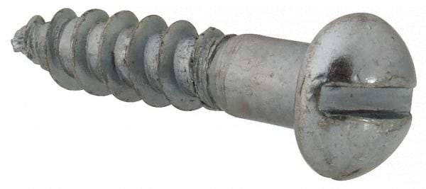 Value Collection - #7, 3/4" Length Under Head, Slotted Drive, Round Head Wood Screw - Zinc Plated Steel, Grade 2 - Americas Industrial Supply