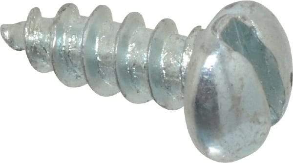 Value Collection - #8, 1/2" Length Under Head, Slotted Drive, Round Head Wood Screw - Zinc Plated Steel, Grade 2 - Americas Industrial Supply
