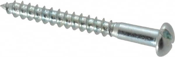 Value Collection - #8, 1-1/2" Length Under Head, Slotted Drive, Round Head Wood Screw - Zinc Plated Steel, Grade 2 - Americas Industrial Supply