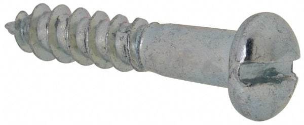 Value Collection - #10, 1" Length Under Head, Slotted Drive, Round Head Wood Screw - Zinc Plated Steel, Grade 2 - Americas Industrial Supply