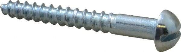 Value Collection - #10, 1-1/2" Length Under Head, Slotted Drive, Round Head Wood Screw - Zinc Plated Steel, Grade 2 - Americas Industrial Supply