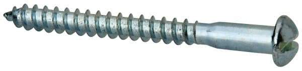 Value Collection - #10, 2" Length Under Head, Slotted Drive, Round Head Wood Screw - Zinc Plated Steel, Grade 2 - Americas Industrial Supply