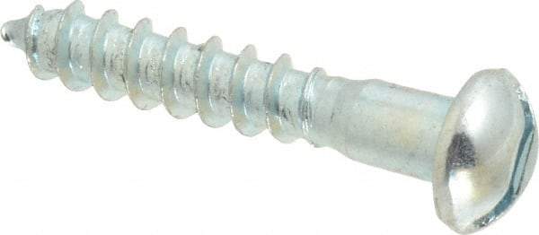 Value Collection - #12, 1-1/4" Length Under Head, Slotted Drive, Round Head Wood Screw - Zinc Plated Steel, Grade 2 - Americas Industrial Supply