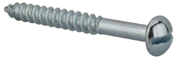 Value Collection - #12, 2" Length Under Head, Slotted Drive, Round Head Wood Screw - Zinc Plated Steel, Grade 2 - Americas Industrial Supply