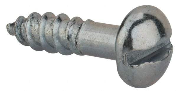 Value Collection - #14, 1" Length Under Head, Slotted Drive, Round Head Wood Screw - Zinc Plated Steel, Grade 2 - Americas Industrial Supply