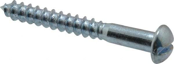 Value Collection - #14, 2" Length Under Head, Slotted Drive, Round Head Wood Screw - Zinc Plated Steel, Grade 2 - Americas Industrial Supply