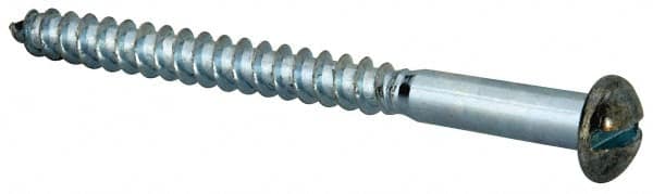 Value Collection - #14, 3" Length Under Head, Slotted Drive, Round Head Wood Screw - Zinc Plated Steel, Grade 2 - Americas Industrial Supply