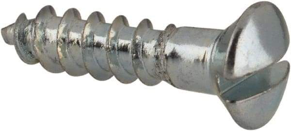 Value Collection - #4, 1/2" Length Under Head, Slotted Drive, Oval Head Wood Screw - ASME B18.6.1, Zinc Plated Steel, Grade 2 - Americas Industrial Supply