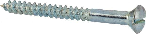 Value Collection - #6, 1-1/2" Length Under Head, Slotted Drive, Oval Head Wood Screw - ASME B18.6.1, Zinc Plated Steel, Grade 2 - Americas Industrial Supply