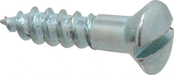 Value Collection - #8, 3/4" Length Under Head, Slotted Drive, Oval Head Wood Screw - ASME B18.6.1, Zinc Plated Steel, Grade 2 - Americas Industrial Supply