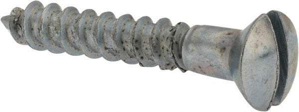 Value Collection - #10, 1-1/4" Length Under Head, Slotted Drive, Oval Head Wood Screw - ASME B18.6.1, Zinc Plated Steel, Grade 2 - Americas Industrial Supply