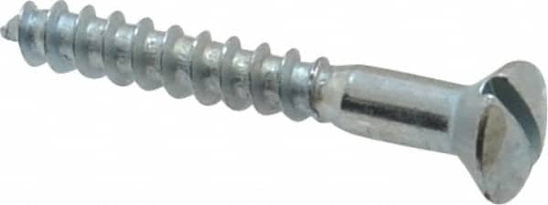Value Collection - #10, 1-1/2" Length Under Head, Slotted Drive, Oval Head Wood Screw - ASME B18.6.1, Zinc Plated Steel, Grade 2 - Americas Industrial Supply