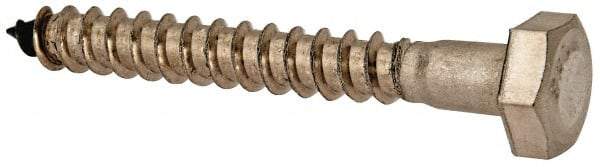 Value Collection - 1/4" Screw, 2" Length Under Head, Stainless Steel, Hex Head Lag Screw - Grade 18-8, Uncoated - Americas Industrial Supply