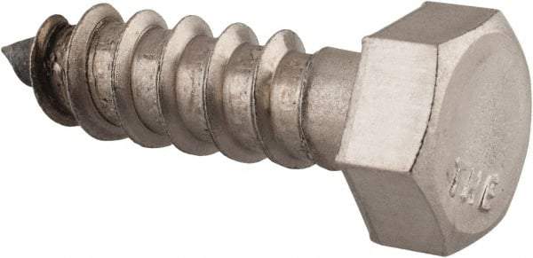 Value Collection - 3/8" Screw, 1-1/4" Length Under Head, Stainless Steel, Hex Head Lag Screw - Grade 18-8, Uncoated - Americas Industrial Supply