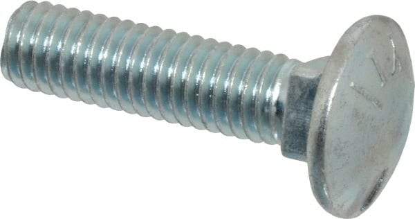 Value Collection - 3/8-16 UNC 1-1/2" Length Under Head, Standard Square Neck, Carriage Bolt - Grade 5 Steel, Zinc-Plated Clear Chromate Finish - Americas Industrial Supply