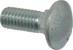 Value Collection - 3/8-16 UNC 1" Length Under Head, Standard Square Neck, Carriage Bolt - Grade 2 Steel, Zinc-Plated Finish - Americas Industrial Supply