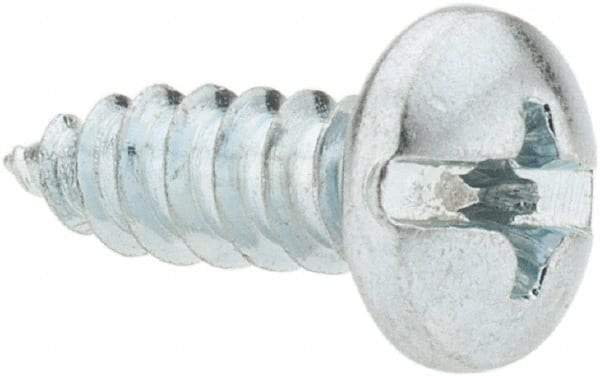 Value Collection - #8 Pan Head Slotted Phillips Sheet Metal Screw - Steel, 1/2" Length Under Head, Grade 2 - Americas Industrial Supply