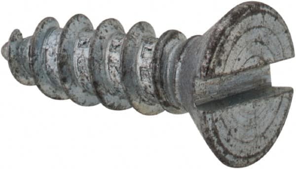Value Collection - #7 Flat Head Slotted Sheet Metal Screw - Steel, 1/2" OAL, Grade 2 - Americas Industrial Supply
