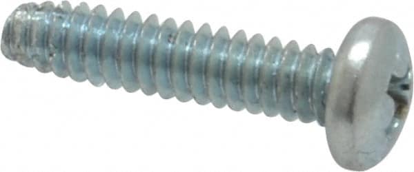 Value Collection - #4-40 UNC Thread, 1/2" Length Under Head, Phillips Drive Steel Thread Cutting Screw - Pan Head, Grade 2, Point Type F, Zinc-Plated Finish - Americas Industrial Supply