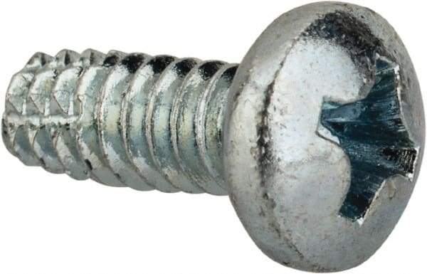 Value Collection - #6-32 UNC Thread, 3/8" Length Under Head, Phillips Drive Steel Thread Cutting Screw - Pan Head, Grade 2, Point Type F, Zinc-Plated Finish - Americas Industrial Supply