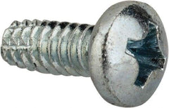 Value Collection - #6-32 UNC Thread, 3/8" Length Under Head, Phillips Drive Steel Thread Cutting Screw - Pan Head, Grade 2, Point Type F, Zinc-Plated Finish - Americas Industrial Supply