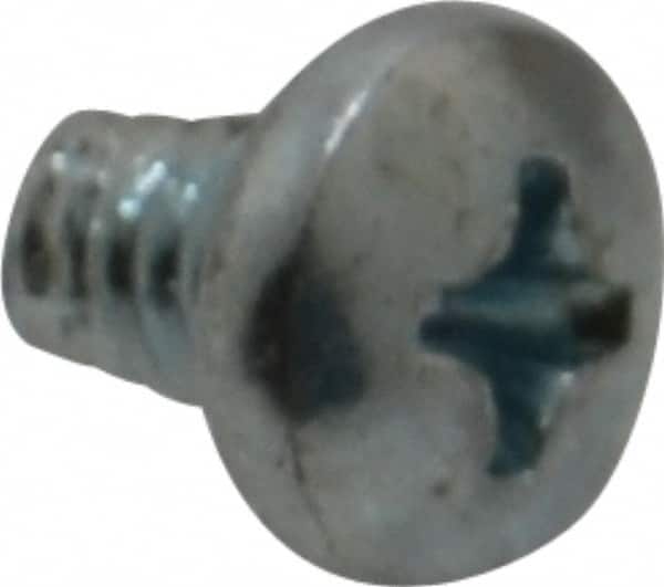 Value Collection - #8-32 UNC Thread, 1/4" Length Under Head, Phillips Drive Steel Thread Cutting Screw - Pan Head, Grade 2, Point Type F, Zinc-Plated Finish - Americas Industrial Supply