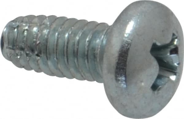 Value Collection - #8-32 UNC Thread, 3/8" Length Under Head, Phillips Drive Steel Thread Cutting Screw - Pan Head, Grade 2, Point Type F, Zinc-Plated Finish - Americas Industrial Supply
