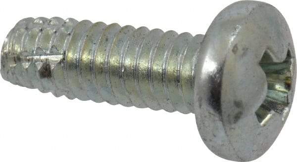 Value Collection - #8-32 UNC Thread, 1/2" Length Under Head, Phillips Drive Steel Thread Cutting Screw - Pan Head, Grade 2, Point Type F, Zinc-Plated Finish - Americas Industrial Supply