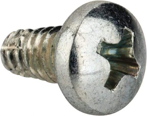 Value Collection - #10-24 UNC Thread, 3/8" Length Under Head, Phillips Drive Steel Thread Cutting Screw - Pan Head, Grade 2, Point Type F, Zinc-Plated Finish - Americas Industrial Supply