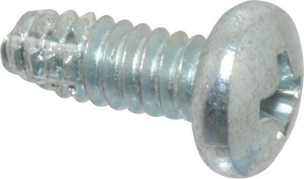 Value Collection - #10-24 UNC Thread, 1/2" Length Under Head, Phillips Drive Steel Thread Cutting Screw - Pan Head, Grade 2, Point Type F, Zinc-Plated Finish - Americas Industrial Supply