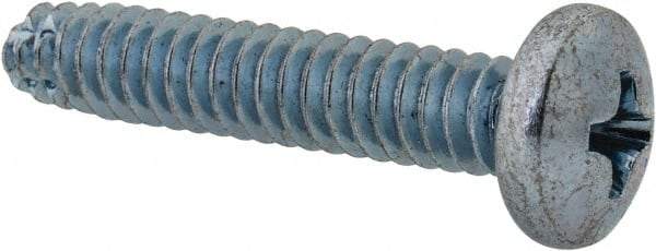 Value Collection - #10-24 UNC Thread, 1" Length Under Head, Phillips Drive Steel Thread Cutting Screw - Pan Head, Grade 2, Point Type F, Zinc-Plated Finish - Americas Industrial Supply