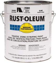 Rust-Oleum - 1 Gallon White Water Based Striping Paint - 410 Linear Ft. at 4 Inch Wide, <100 VOC Compliant, 30 Minutes Tack Free Dry Time, 8 Hrs Recoat Dry Time - Americas Industrial Supply