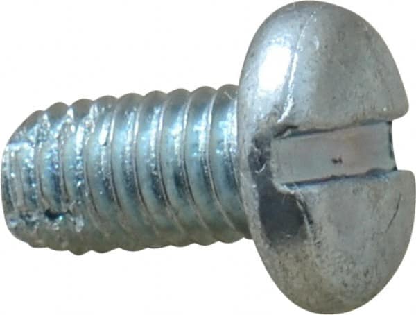 Value Collection - #10-32 UNF Thread, 3/8" Length Under Head, Slotted Drive Steel Thread Cutting Screw - Pan Head, Grade 2, Point Type F, Zinc-Plated Finish - Americas Industrial Supply
