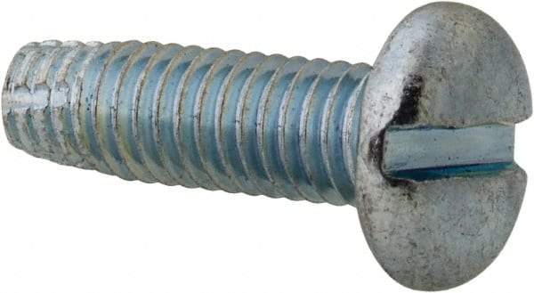 Value Collection - #10-32 UNF Thread, 5/8" Length Under Head, Slotted Drive Steel Thread Cutting Screw - Pan Head, Grade 2, Point Type F, Zinc-Plated Finish - Americas Industrial Supply