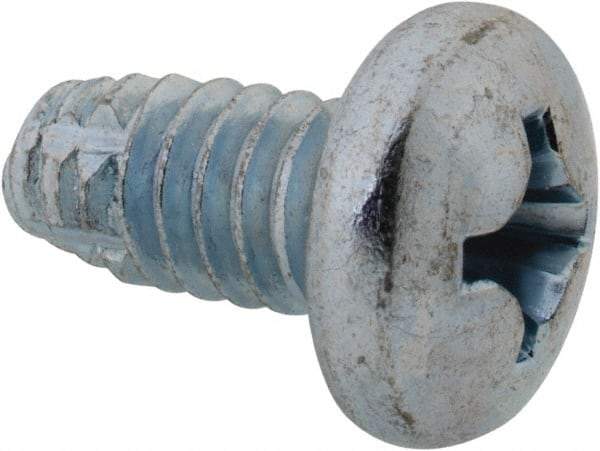Value Collection - 1/4-20 UNC Thread, 1/2" Length Under Head, Slotted Drive Steel Thread Cutting Screw - Pan Head, Grade 2, Point Type F, Zinc-Plated Finish - Americas Industrial Supply