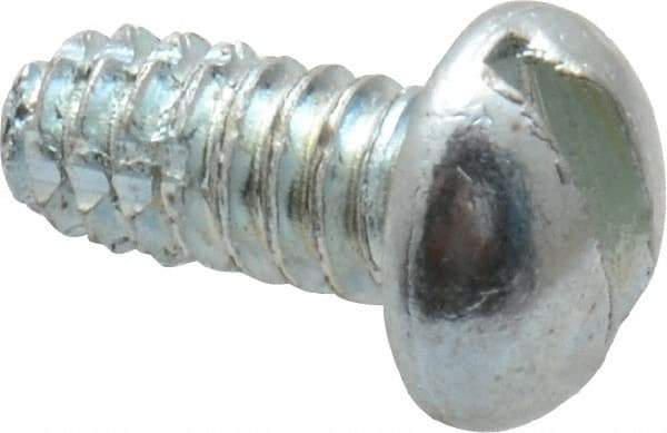Value Collection - #4-40 UNC Thread, 1/4" Length Under Head, #1 Slotted/Phillips Drive Steel Thread Cutting Screw - Round Head, Grade 1016-1024, Point Type F, Zinc-Plated Finish - Americas Industrial Supply