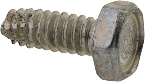 Value Collection - #6-32 UNC Thread, 3/8" Length Under Head, Hex Drive Steel Thread Cutting Screw - Hex Head, Grade 2, Point Type F, Zinc-Plated Finish - Americas Industrial Supply