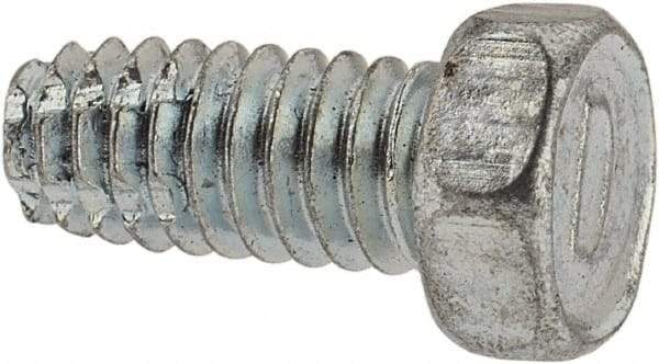 Value Collection - #8-32 UNC Thread, 3/8" Length Under Head, Hex Drive Steel Thread Cutting Screw - Hex Head, Grade 2, Point Type F, Zinc-Plated Finish - Americas Industrial Supply