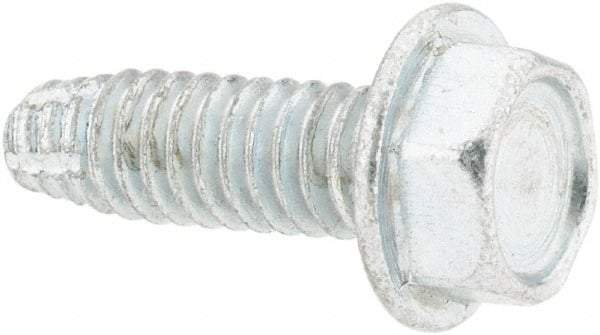 Value Collection - #8-32 UNC Thread, 1/2" Length Under Head, Hex Drive Steel Thread Cutting Screw - Hex Head, Grade 2, Point Type F, Zinc-Plated Finish - Americas Industrial Supply
