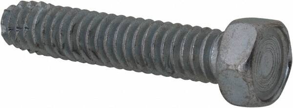 Value Collection - 1/4-20 UNC Thread, 1-1/4" Length Under Head, Hex Drive Steel Thread Cutting Screw - Hex Head, Grade 2, Point Type F, Zinc-Plated Finish - Americas Industrial Supply