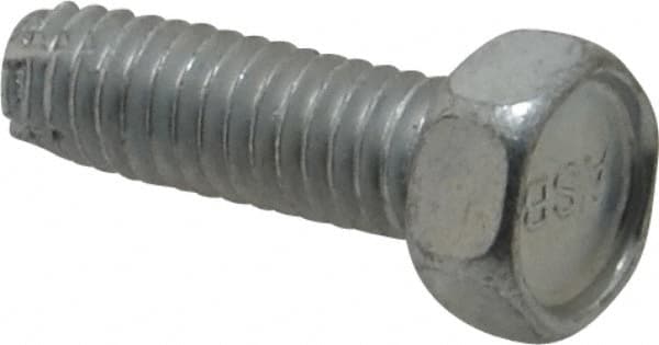 Value Collection - 5/16-18 UNC Thread, 1" Length Under Head, Hex Drive Steel Thread Cutting Screw - Hex Head, Grade 2, Point Type F, Zinc-Plated Finish - Americas Industrial Supply