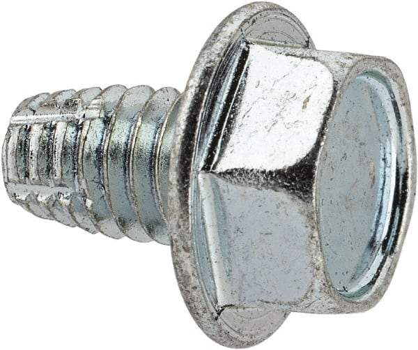 Value Collection - 5/16-18 UNC Thread, 1/2" Length Under Head, Hex Drive Steel Thread Cutting Screw - Hex Washer Head, Grade 2, Point Type F, Zinc-Plated Finish - Americas Industrial Supply