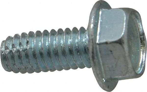 Value Collection - 5/16-18 UNC Thread, 3/4" Length Under Head, Hex Drive Steel Thread Cutting Screw - Hex Washer Head, Grade 2, Point Type F, Zinc-Plated Finish - Americas Industrial Supply