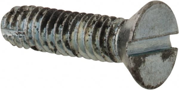 Value Collection - #8-32 UNC Thread, 5/8" OAL, Slotted Drive Steel Thread Cutting Screw - Flat Head, Grade 2, Point Type F, Zinc-Plated Finish - Americas Industrial Supply