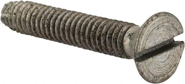 Value Collection - 1/4-20 UNC Thread, 1-1/2" OAL, Slotted Drive Steel Thread Cutting Screw - Flat Head, Grade 2, Point Type F, Zinc-Plated Finish - Americas Industrial Supply