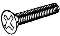 Value Collection - 1/4-20 UNC Thread, 2-1/2" OAL, Phillips Drive Steel Thread Cutting Screw - Flat Head, Grade 2, Point Type F, Zinc-Plated Finish - Americas Industrial Supply
