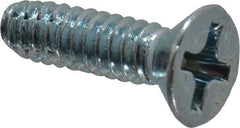 Value Collection - #6-32 UNC Thread, 1/2" OAL, Phillips Drive Steel Thread Cutting Screw - Flat Head, Grade 2, Point Type F, Zinc-Plated Finish - Americas Industrial Supply