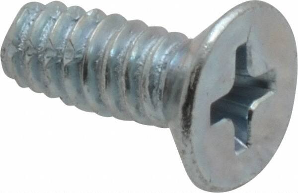 Value Collection - #10-24 UNC Thread, 1/2" OAL, Phillips Drive Steel Thread Cutting Screw - Flat Head, Grade 2, Point Type F, Zinc-Plated Finish - Americas Industrial Supply